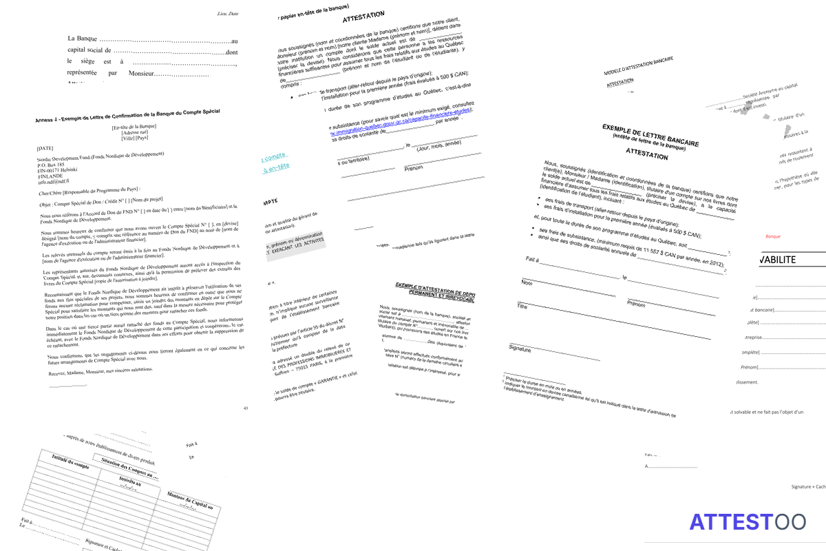 Modèle de lettre de demande d'attestation de solde bancaire