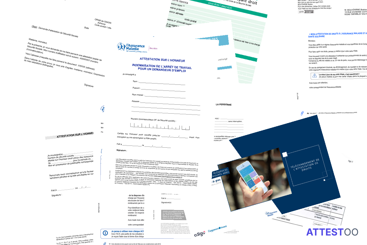 Attestation de droits CPAM (Sécurité Sociale)