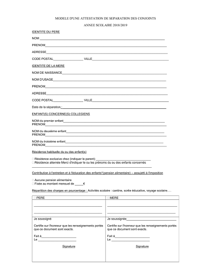 Separation scolaire - Détail séparation parents et prise en charge scolaire