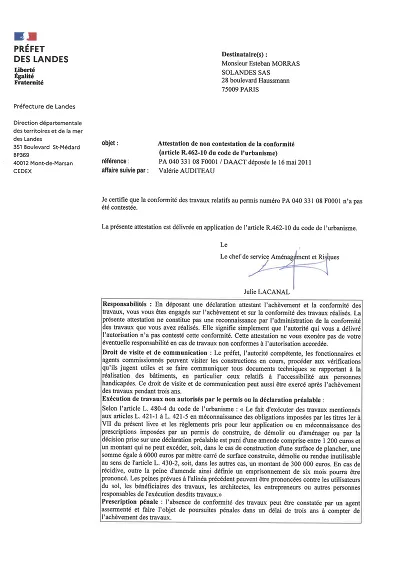 Attest conformite - Modèle d'attestation non contestation de conformité