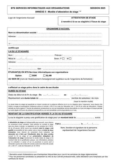 Attestation BTS SIO - Modèle d’attestation de stage pour étudiants BTS SIO