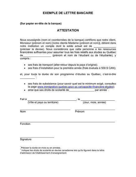 Attestation études Qc - Certifie fonds pour études au Québec