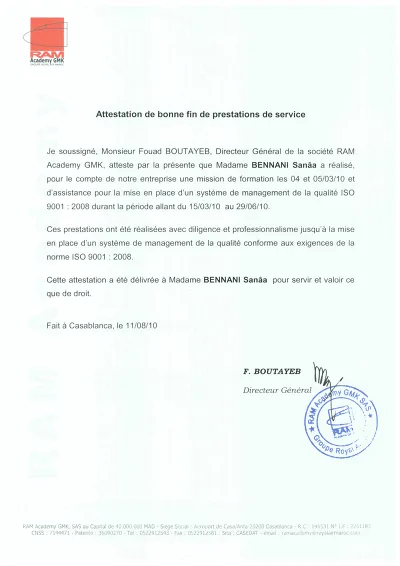 Attestation prestation - Certifie la bonne fin de prestations de service freelances