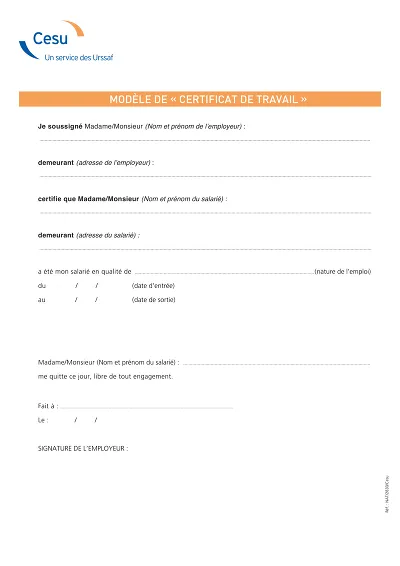 Certificat de travail - Modèle de certificat indiquant le salarié libre de tout engagement