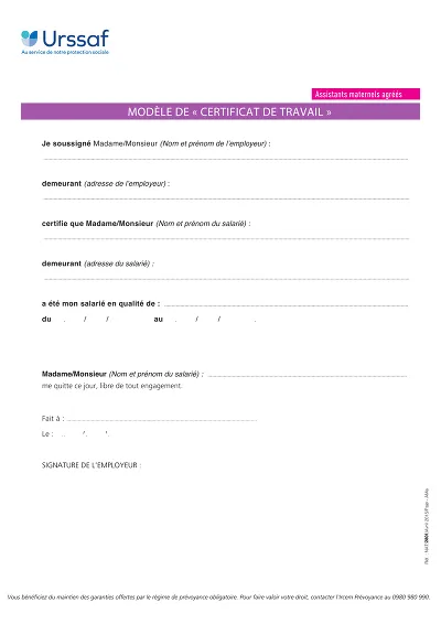 Certificat PAJEMPLOI - Modèle PAJEMPLOI certifiant le salarié libre de tout engagement