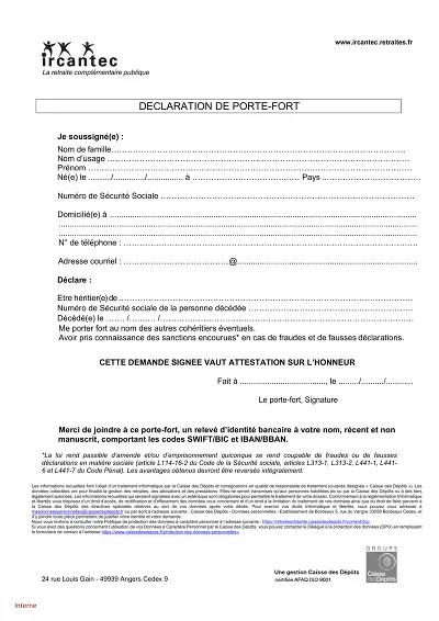 Décla. Porte-Fort - Déclaration sur l’honneur pour se porter fort