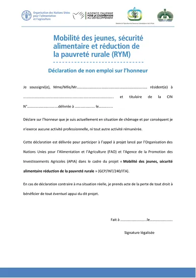 Déclaration chômage - Certifie sur l’honneur l’absence d’emploi rémunéré