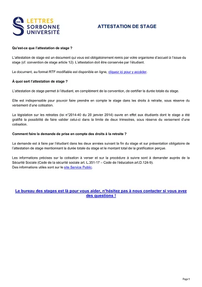 Guide attestation - Guide et modèle RTF d’attestation de stage