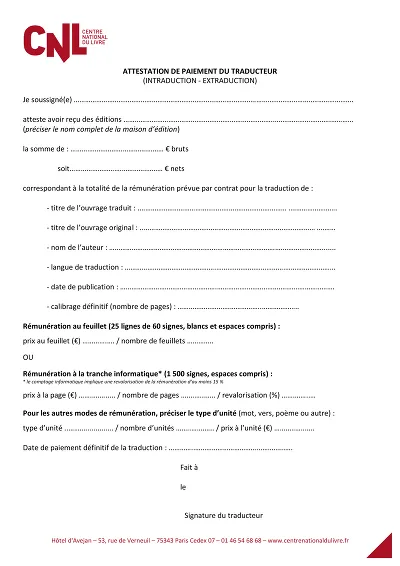 Paiement Traducteur - Attestation de paiement pour traduction