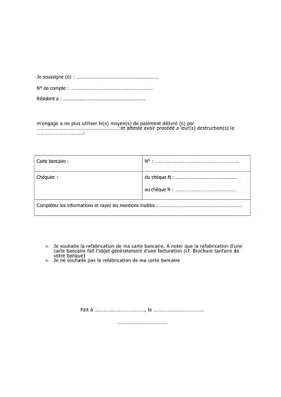 Paiements détruits - Formulaire pour destruction de CB et chèques.