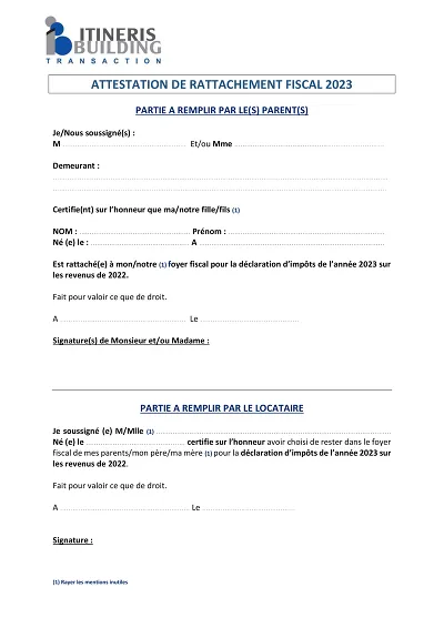 Rattachement fiscal 2023 - Certifie le rattachement fiscal pour la déclaration 2023