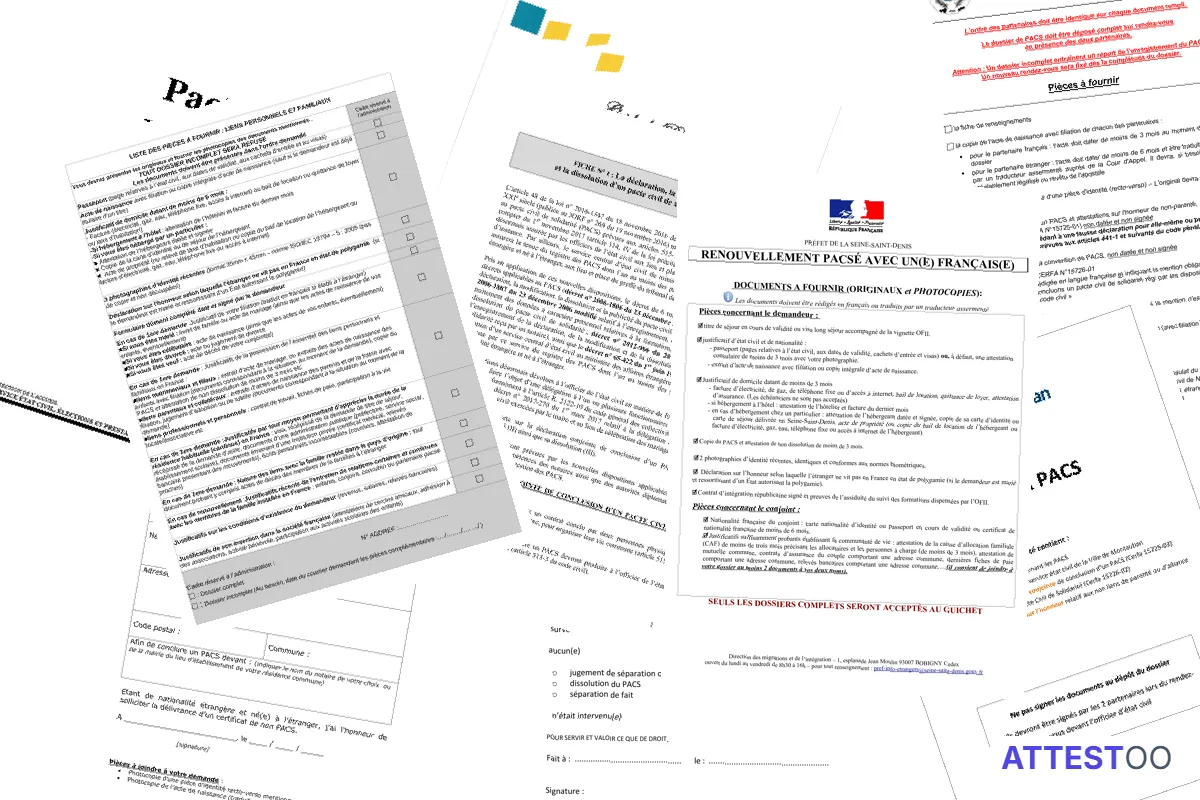 Information sur l'attestation de non-dissolution de PACS