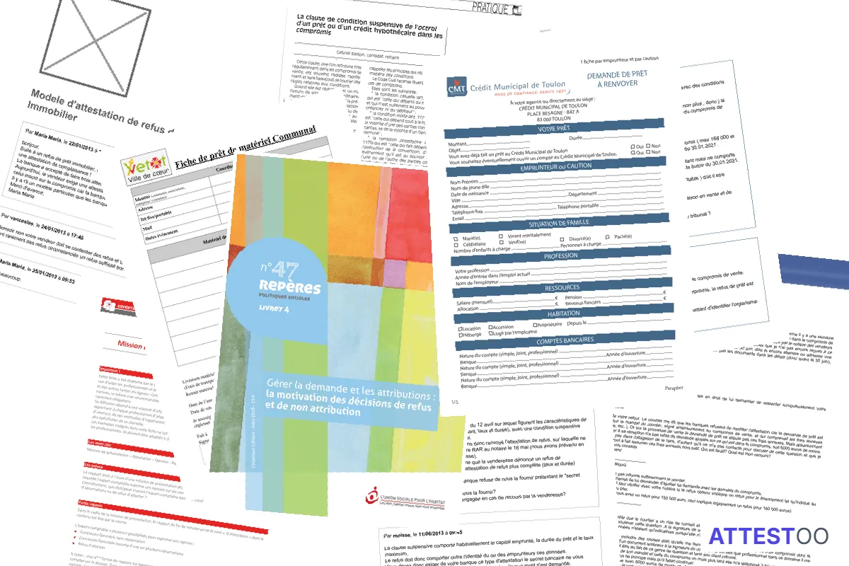 Information sur l'attestation de refus de prêt bancaire