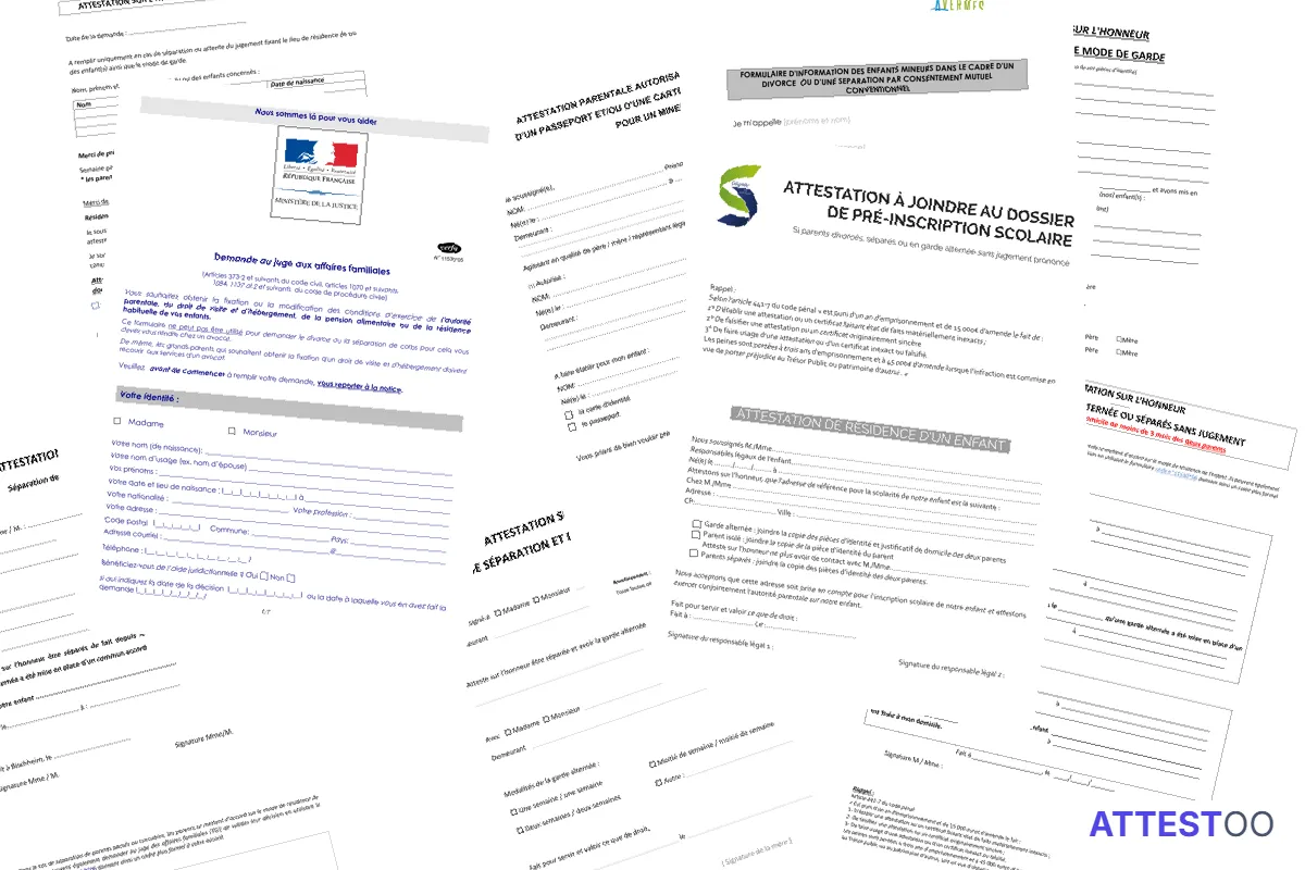 Modèle d'attestation d'accord amiable de garde d'enfants