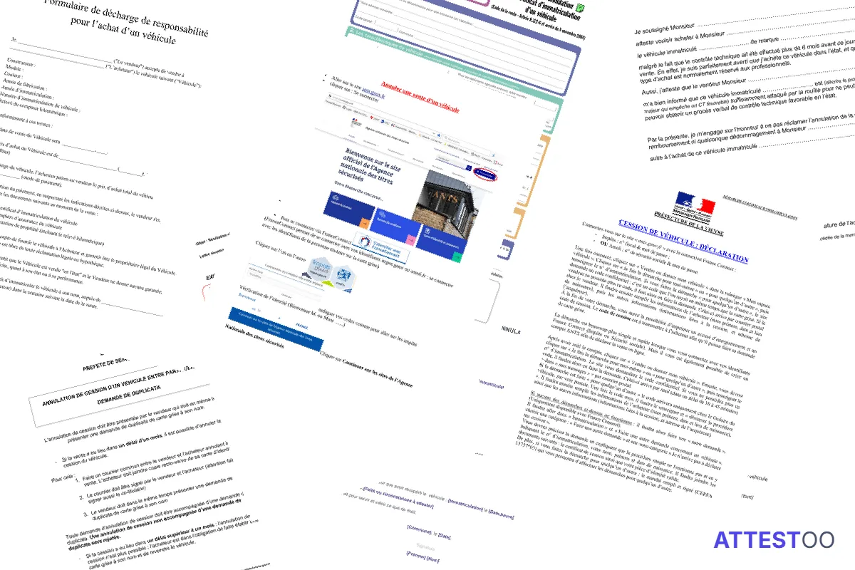 Modèle d'attestation d'annulation de vente d'un véhicule