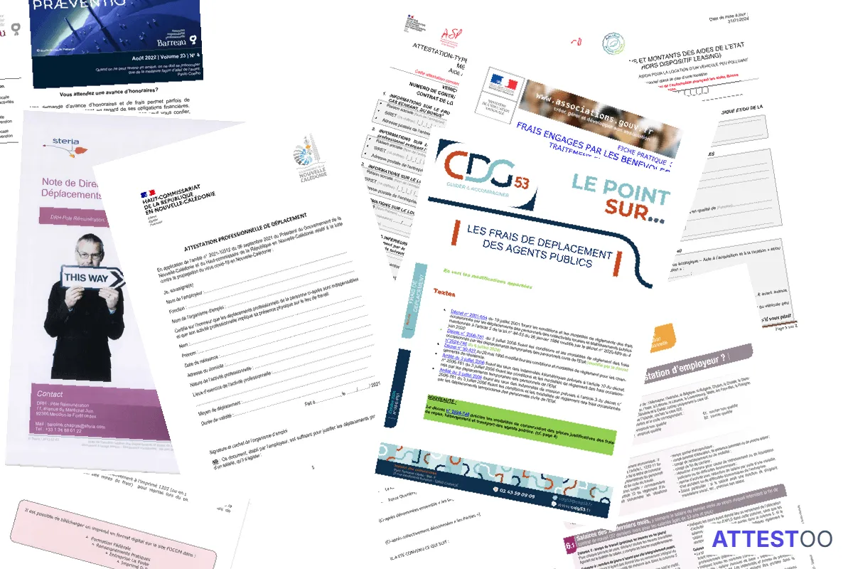 Modèle de demande/attestation d'avance sur frais professionnels
