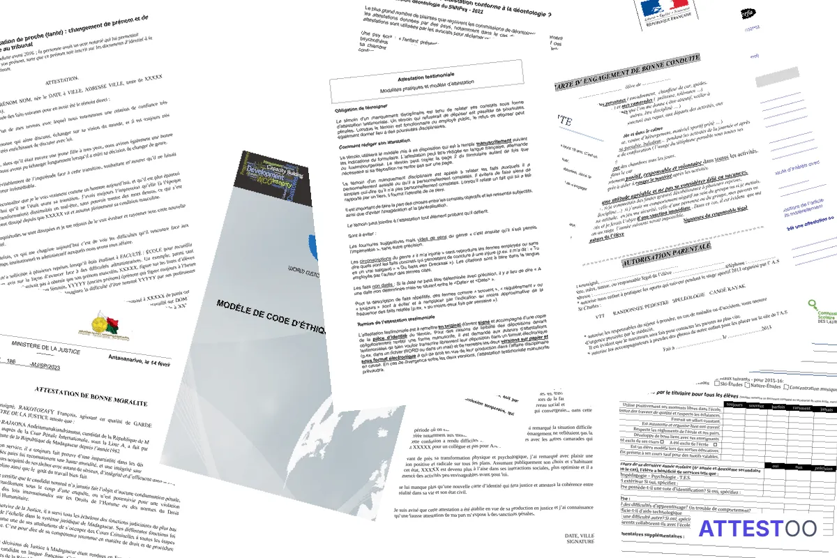 Modèle d'attestation de bon comportement ou de moralité