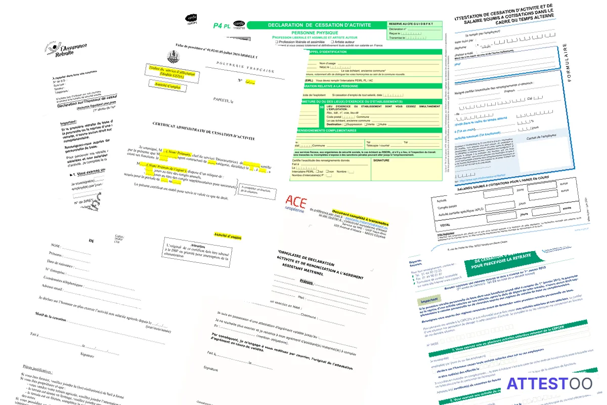 Modèle d'attestation de cessation d'activité