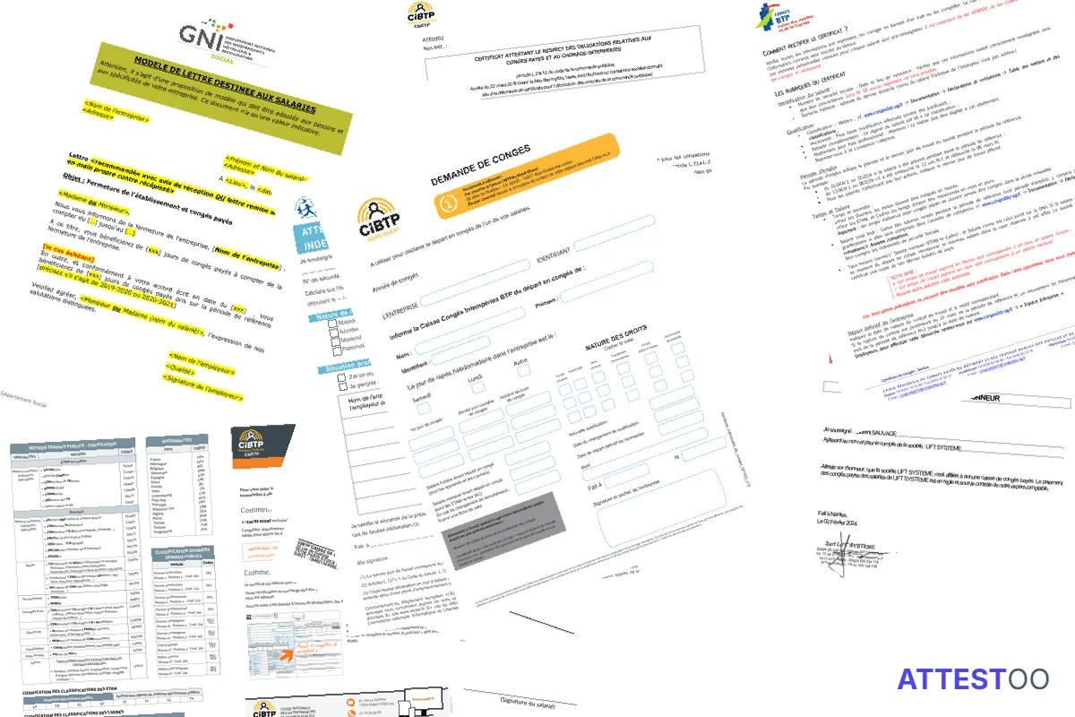 Modèle d'attestation de congés payés