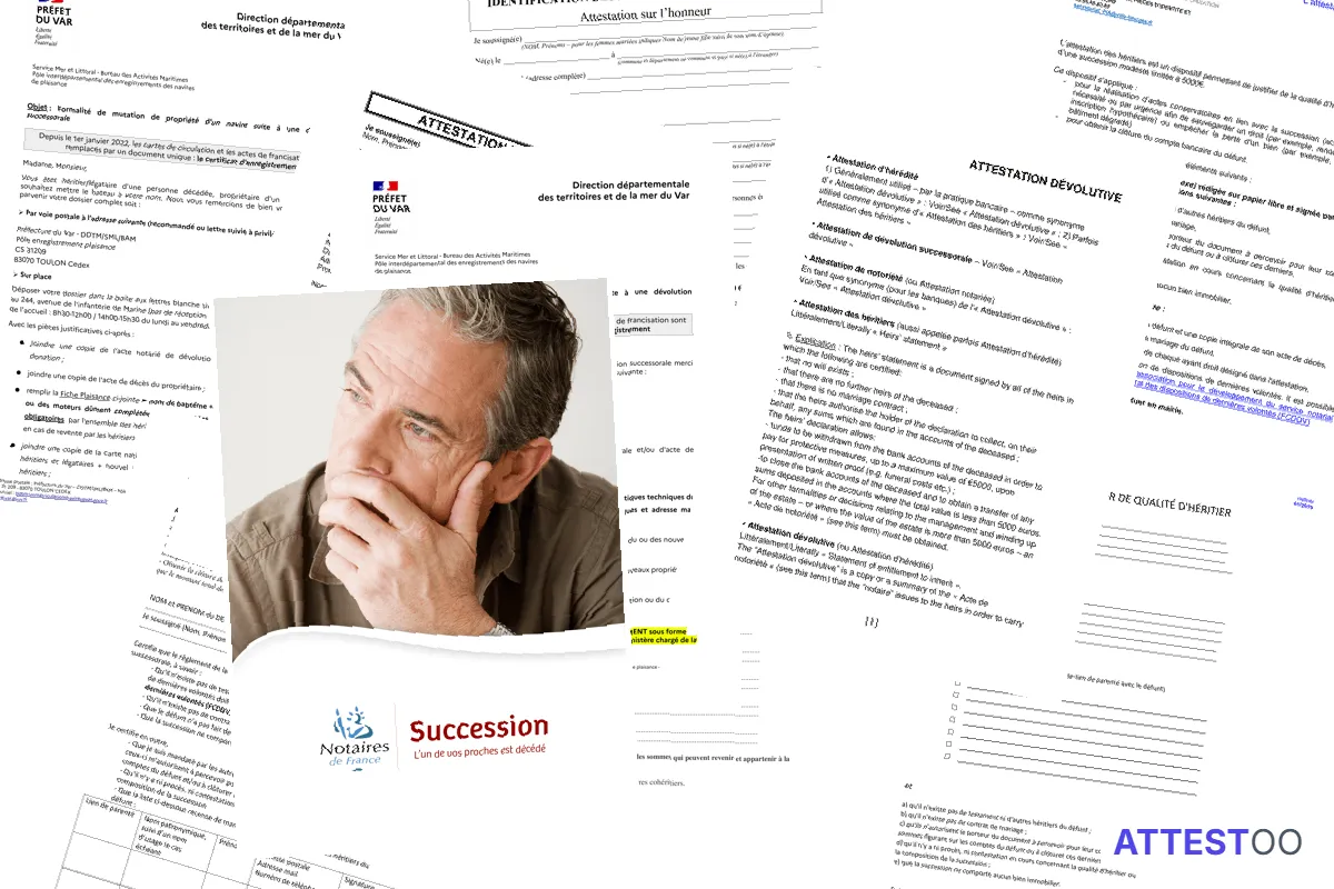 Modèle et explication de l'attestation de dévolution successorale