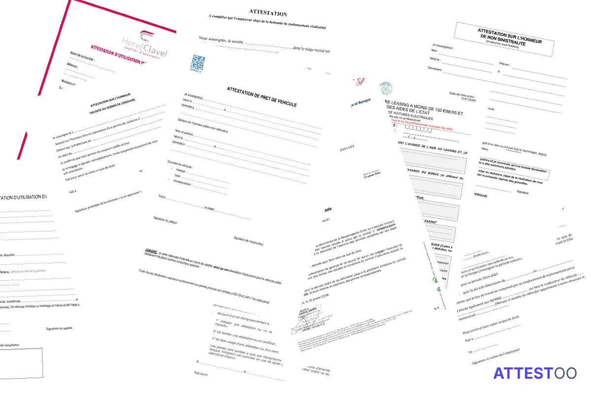 Modèle d'attestation employeur pour l'assurance voiture