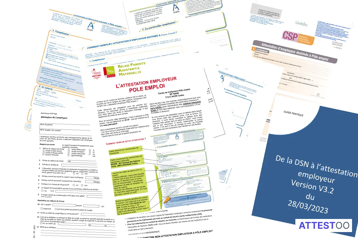 Modèle officiel de l'attestation employeur pour Pôle Emploi (AE)