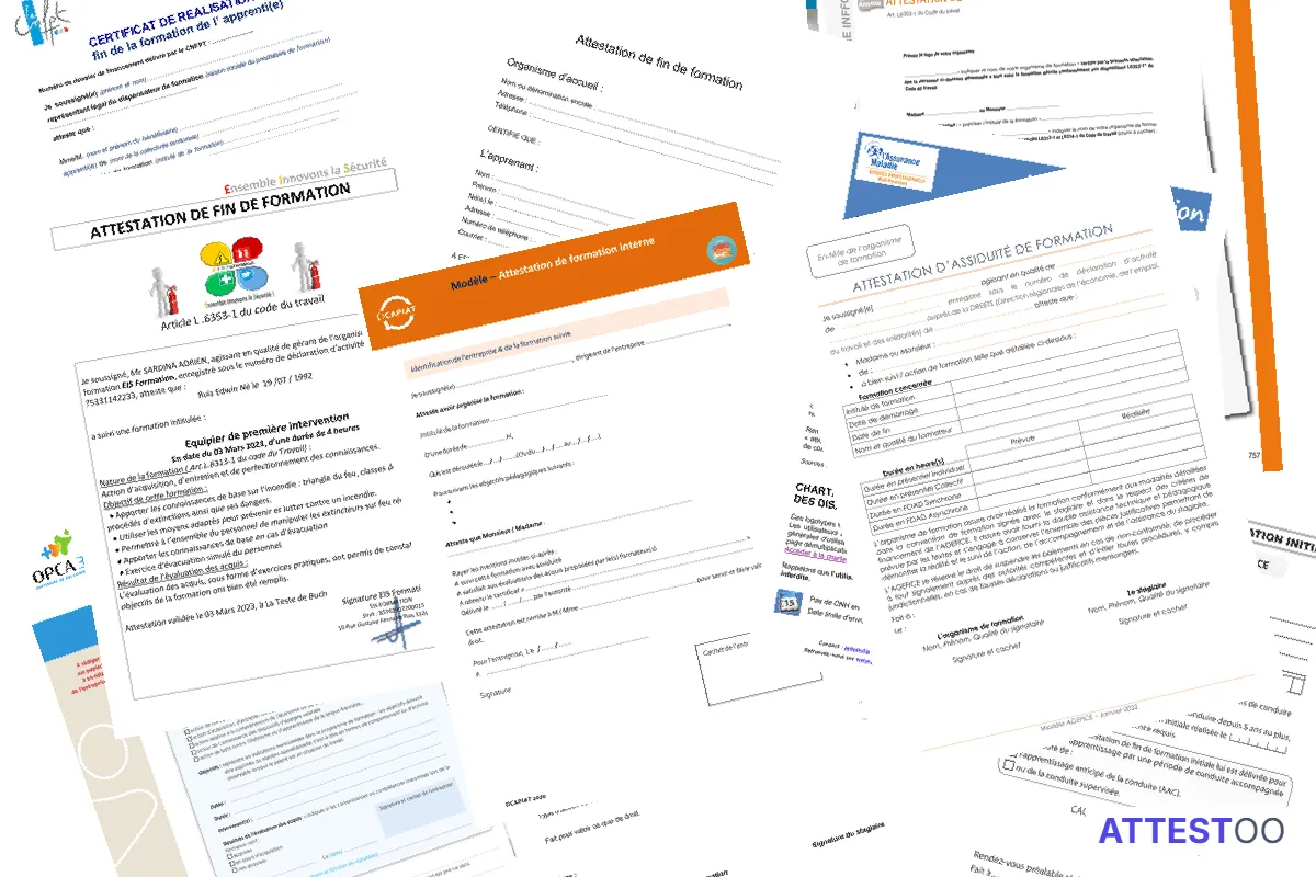 Modèle d'attestation de fin de formation (certificat)