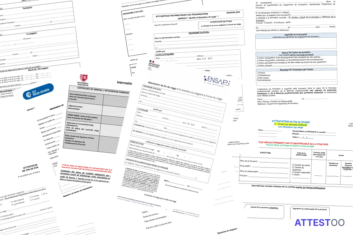 Modèle d'attestation de fin de stage