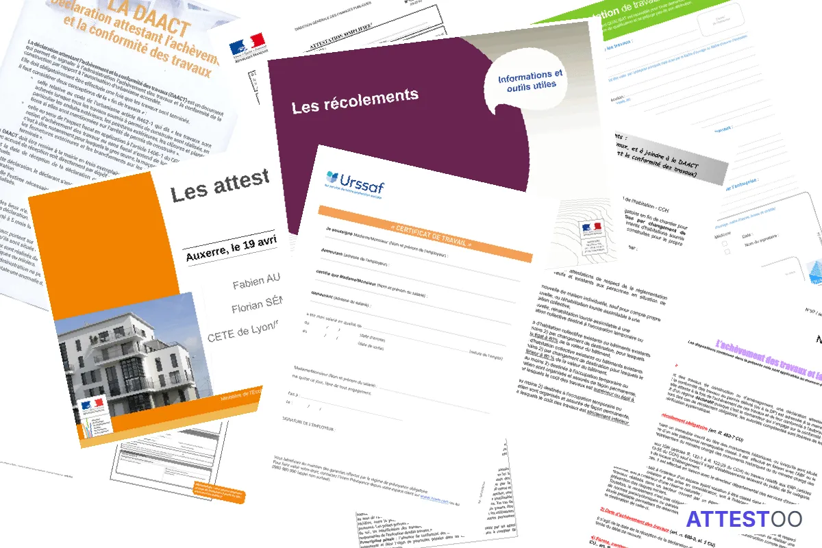 Modèle d'attestation de fin de travaux pour particulier