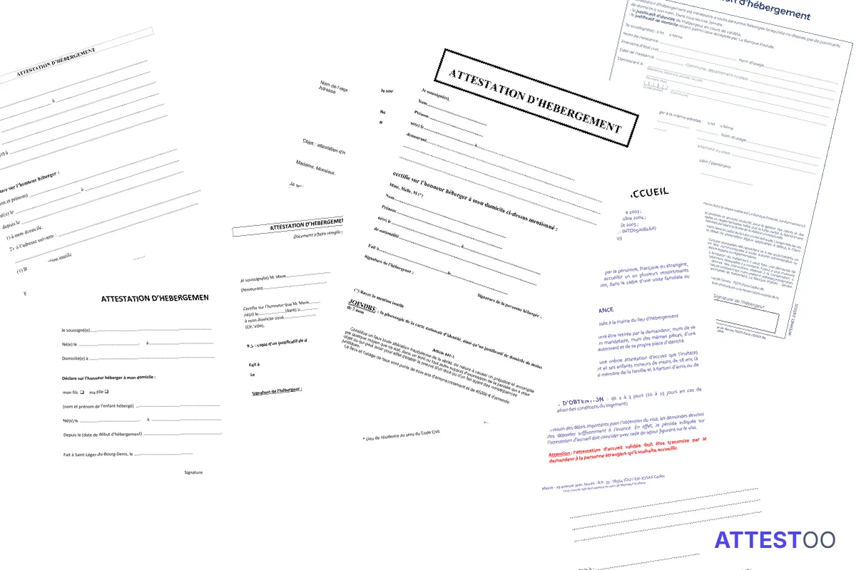 Modèle d'attestation d'hébergement gratuit
