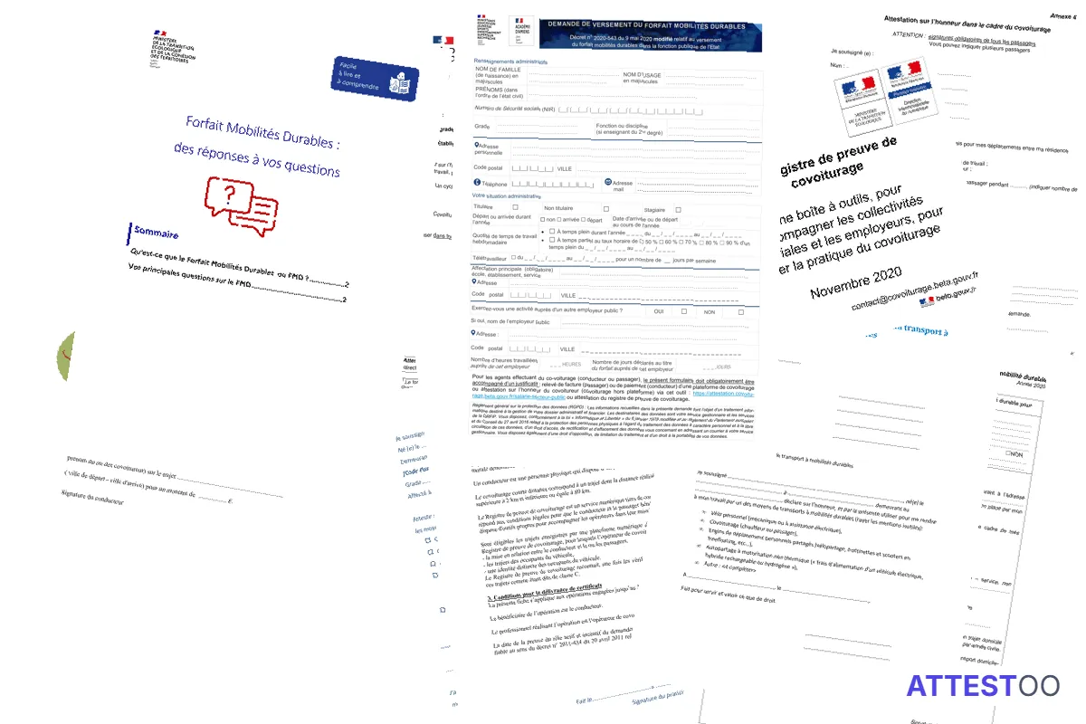 Modèle d'attestation sur l'honneur de covoiturage
