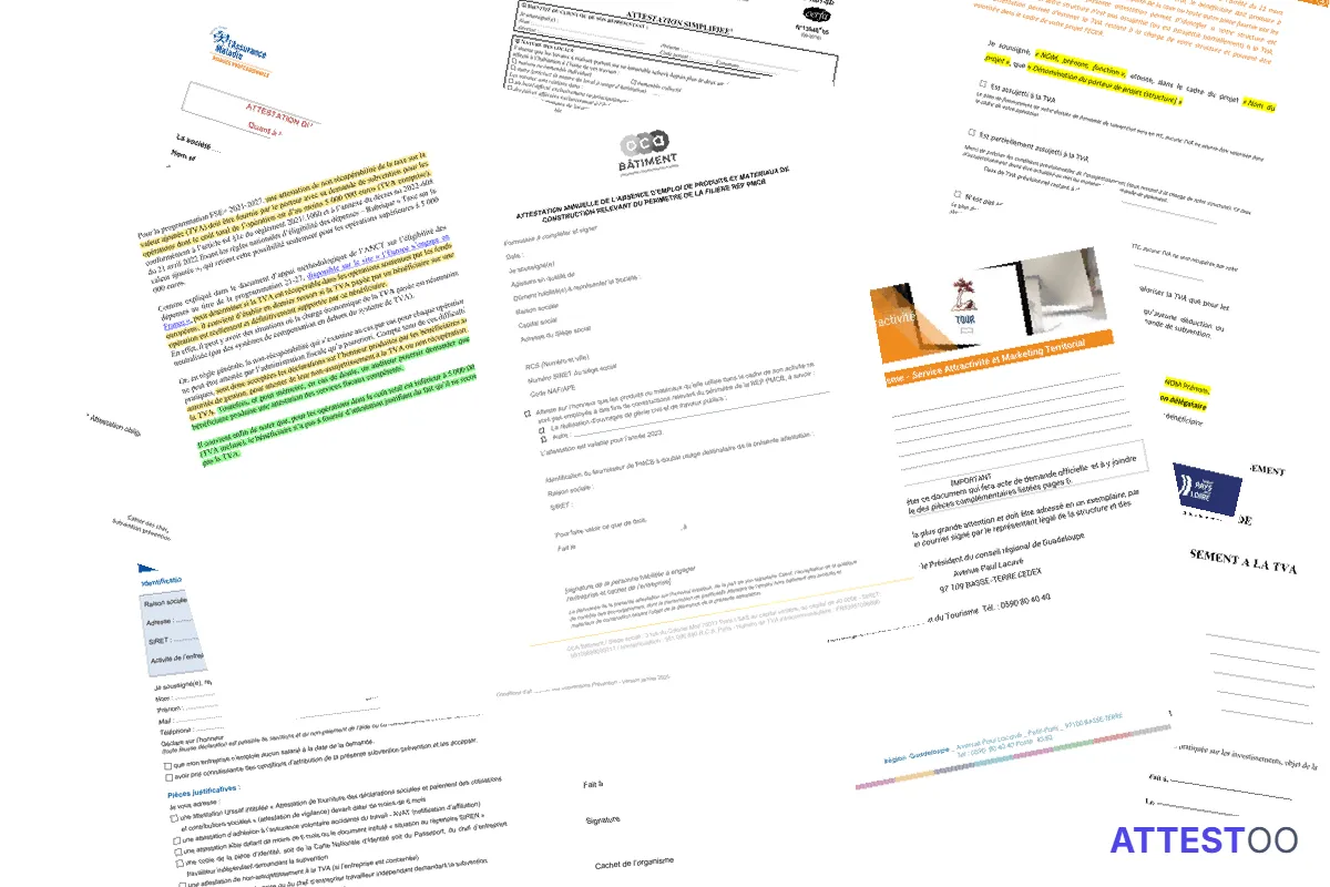 Modèle d'attestation sur l'honneur de non-assujettissement à la TVA