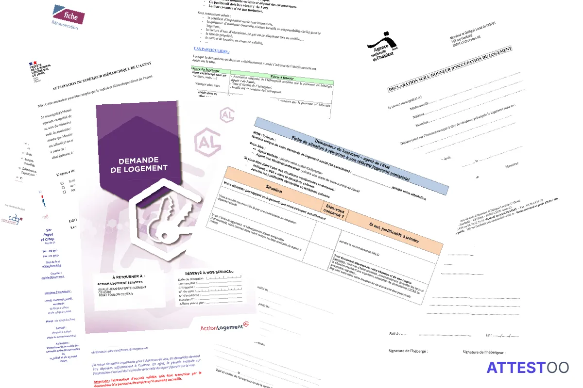 Modèle d'attestation de logement de fonction par l'employeur