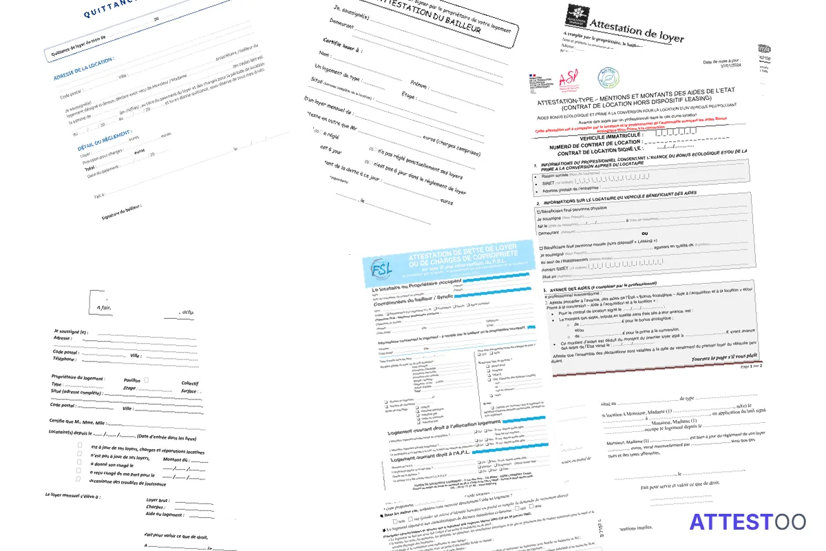 Modèle d'attestation de loyer à jour (quittance de loyer)