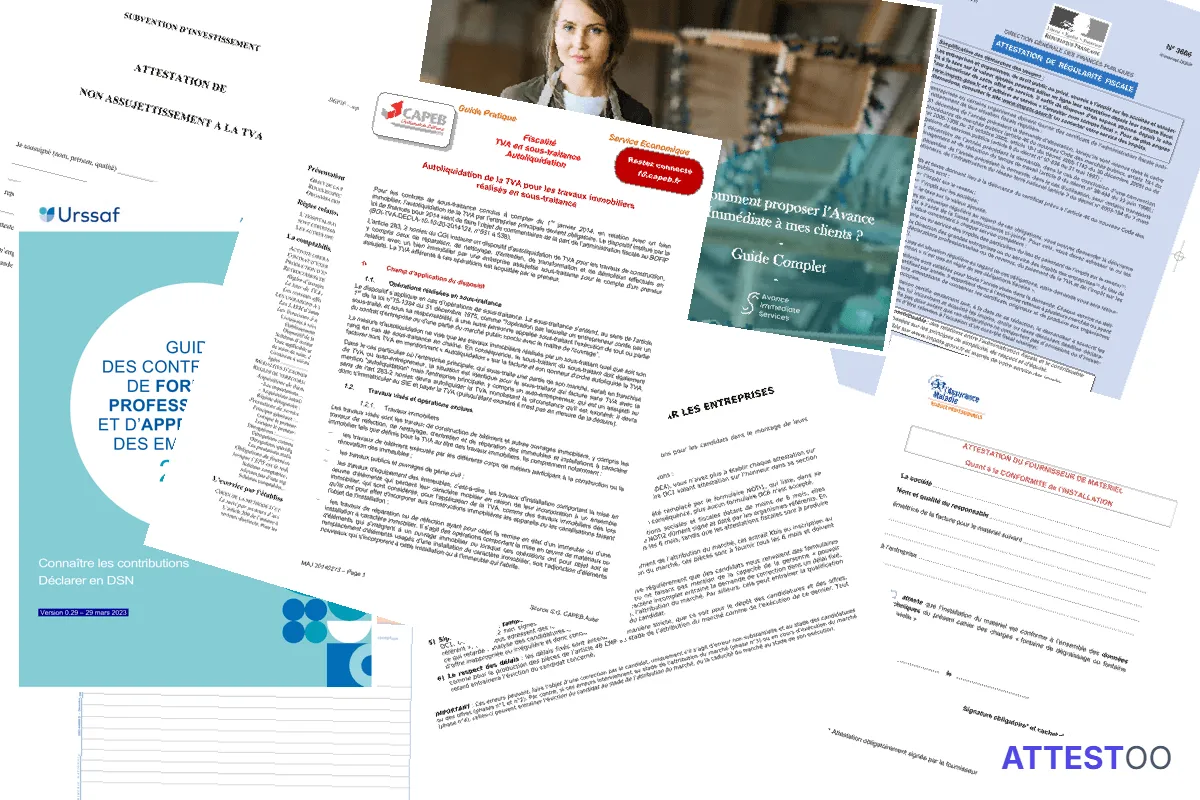 Modèle d'attestation de non-assujettissement à la TVA pour auto-entrepreneur