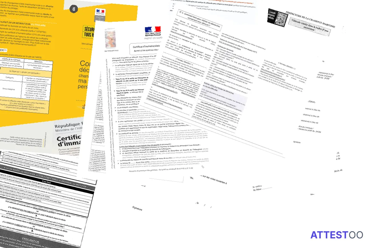 Modèle d'attestation de non-circulation d'un véhicule après décès