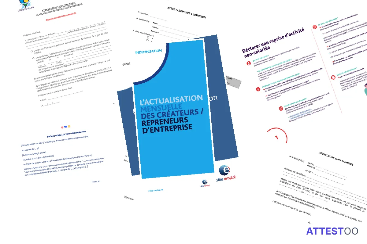 Modèle d'attestation de non-rémunération (dirigeant / Pôle Emploi)