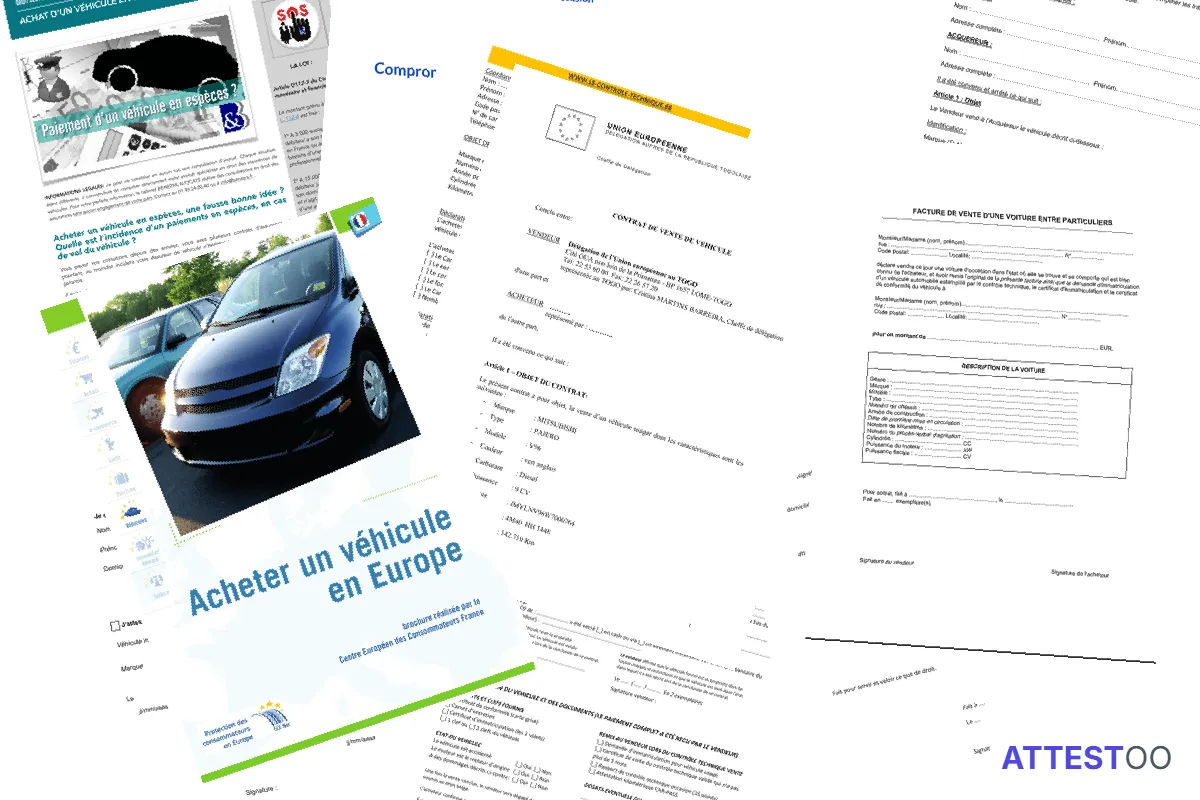 Modèle d'attestation de paiement en espèces pour une voiture