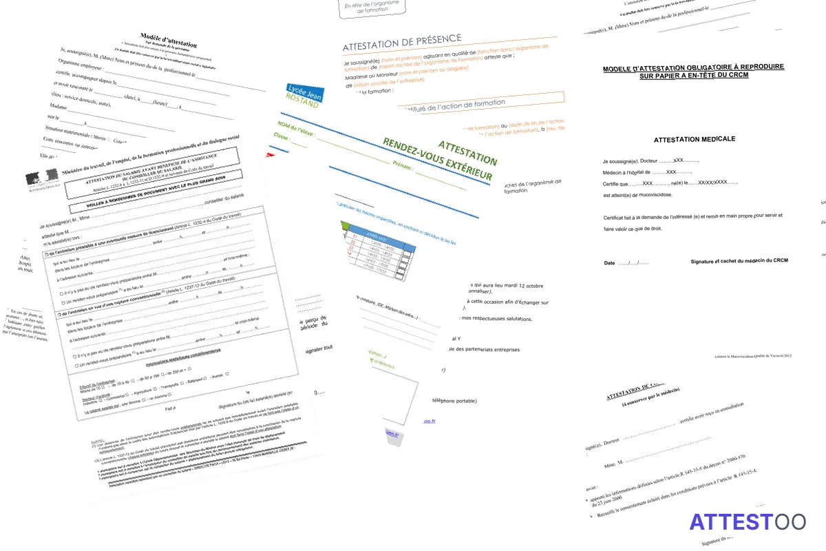 Modèle d'attestation de présence à un rendez-vous