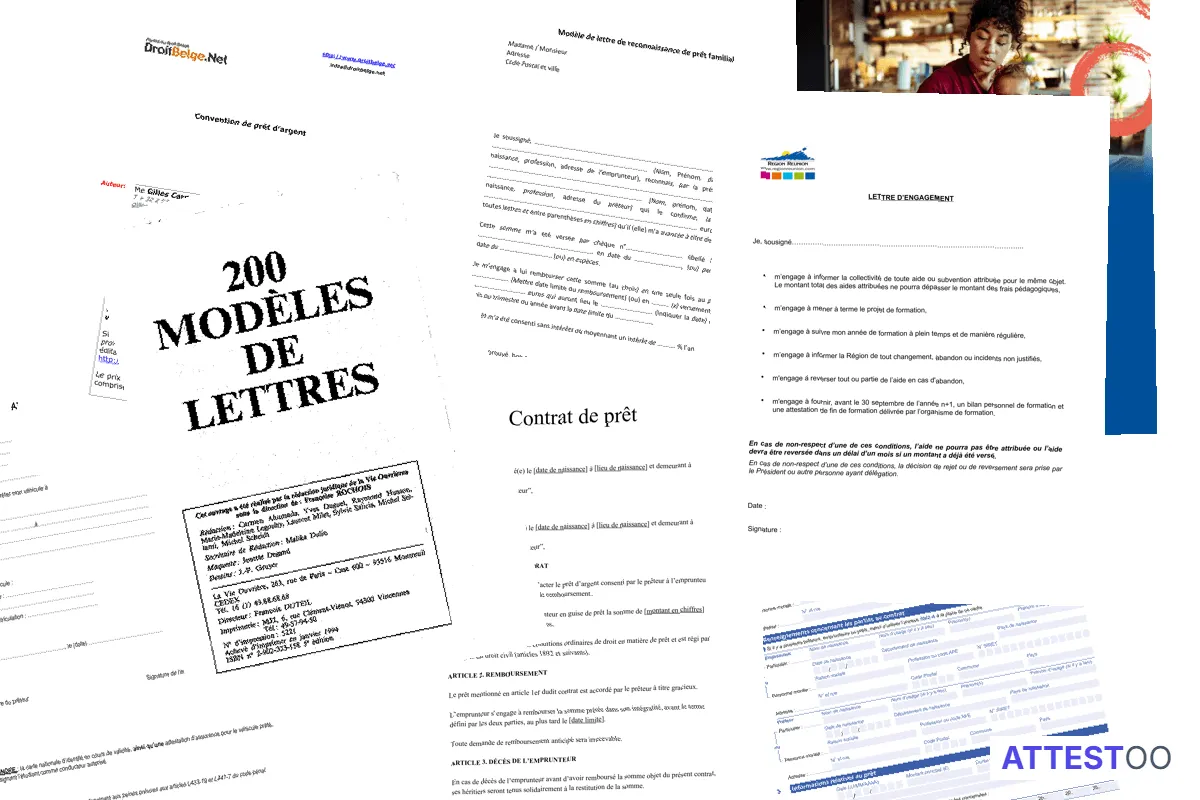 Modèle d'attestation de prêt familial (reconnaissance de dette)