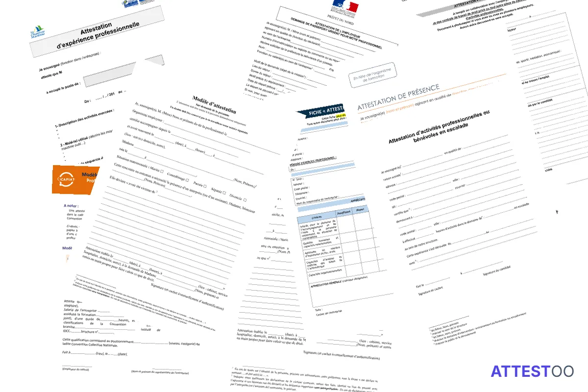 Modèle d'attestation professionnelle ou d'expérience