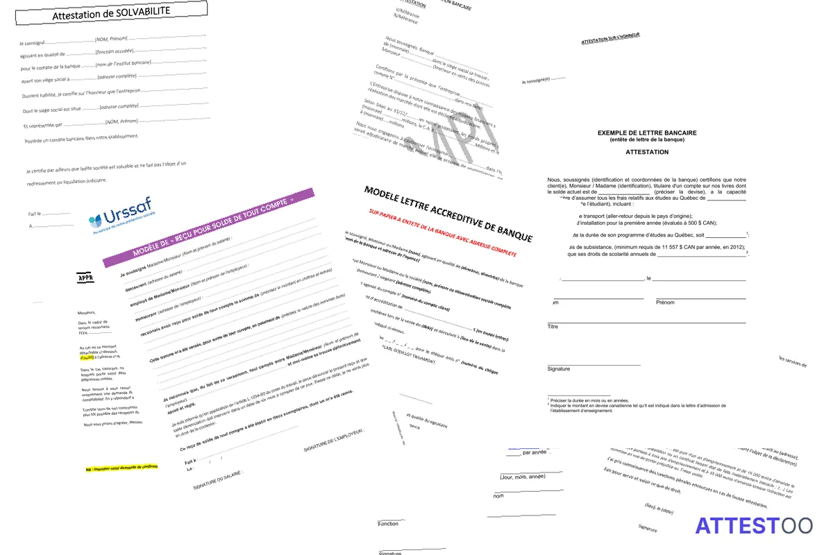Modèle d'attestation de solde client