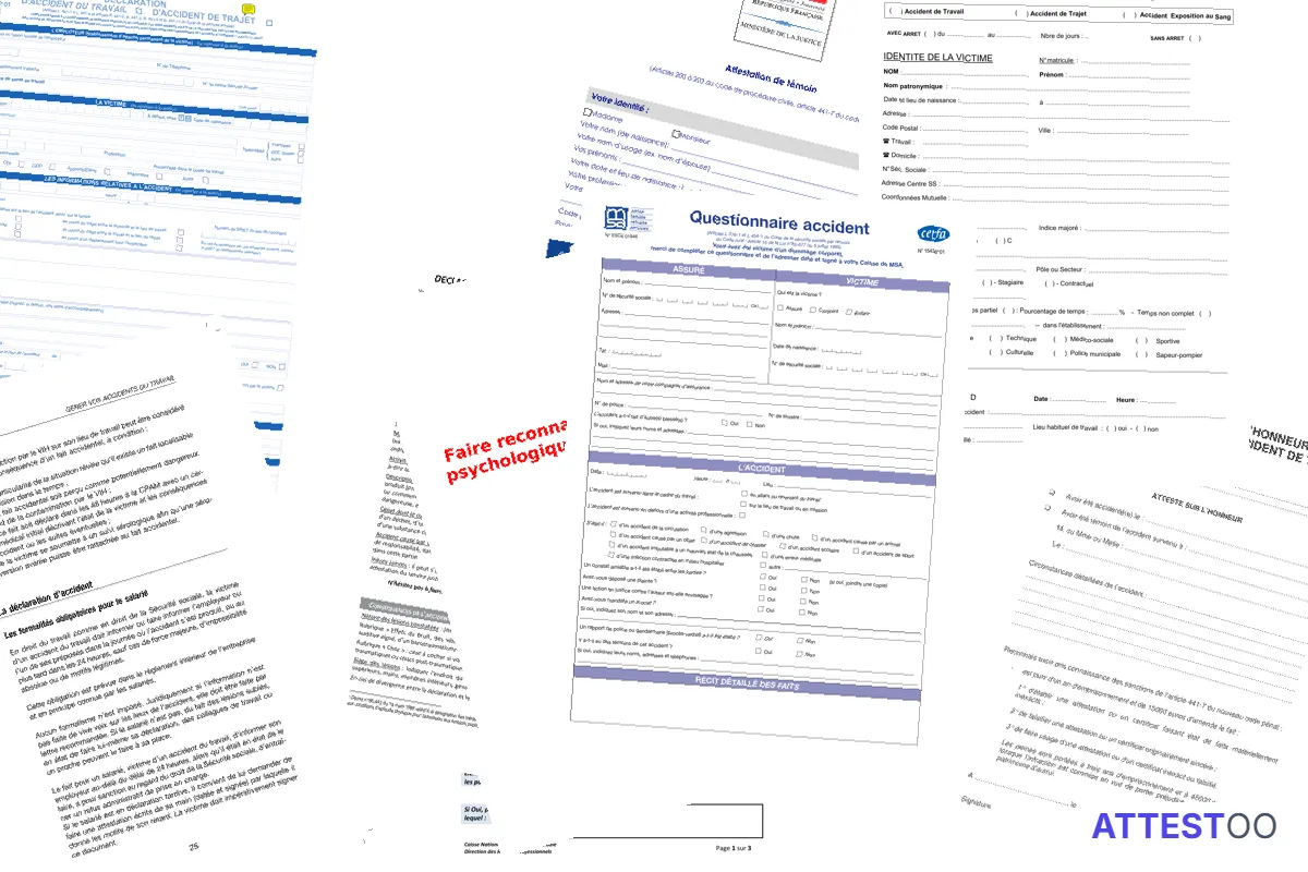 Modèle d'attestation de témoin d'accident du travail