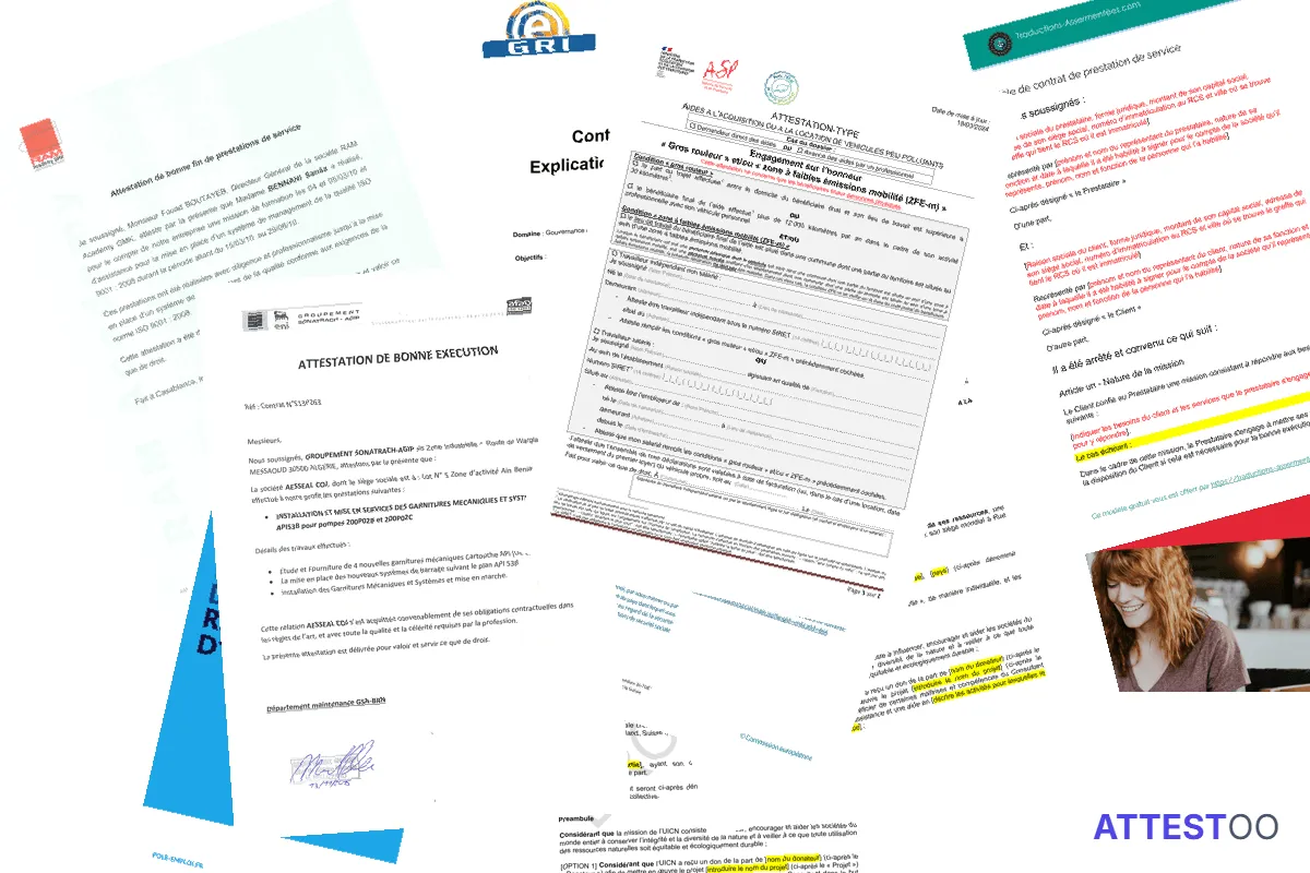 Modèle d'attestation de mission pour freelance