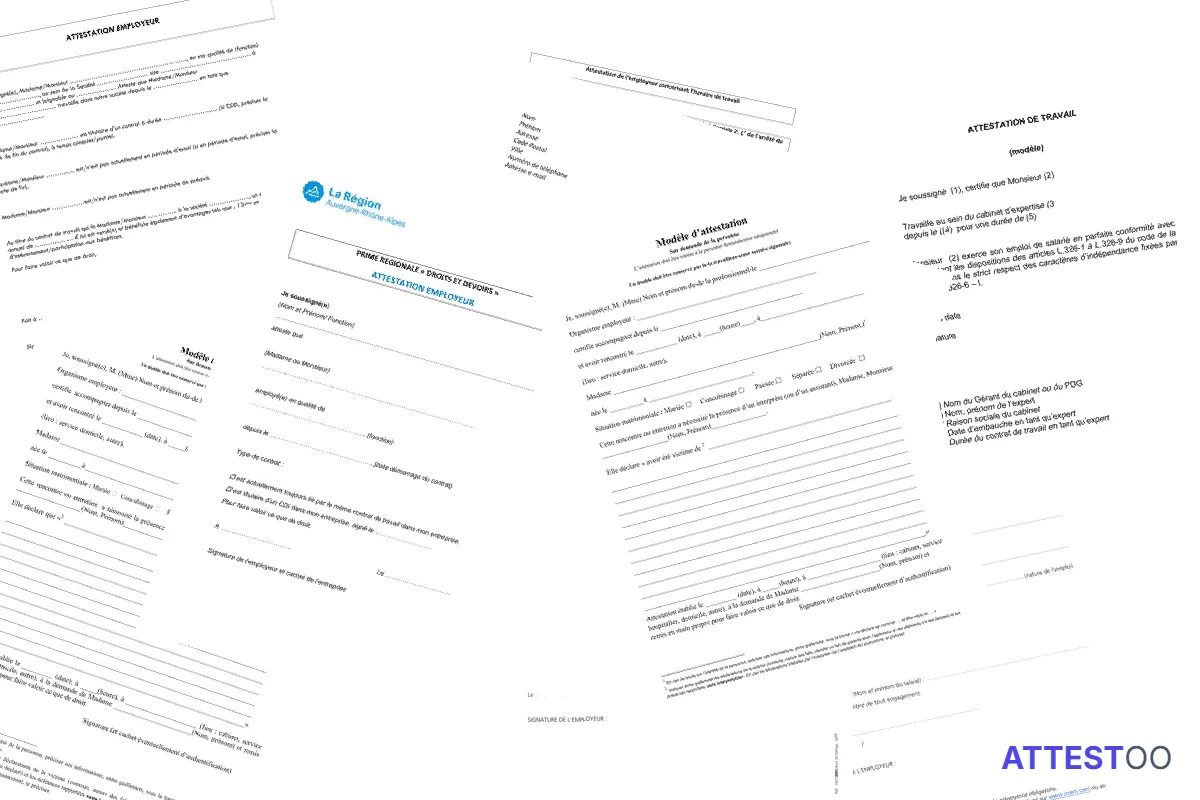 Modèle d'attestation de travail fournie par l'employeur