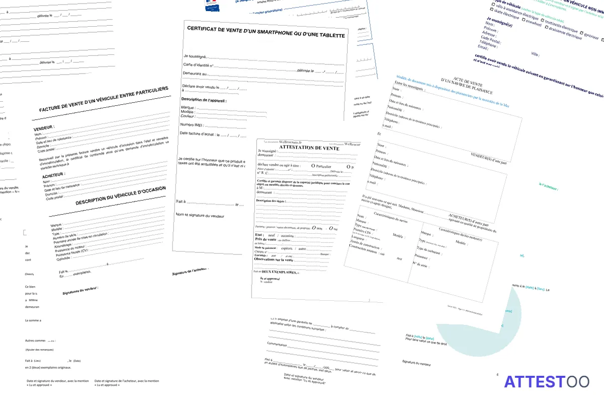 Modèle d'attestation de vente entre particuliers