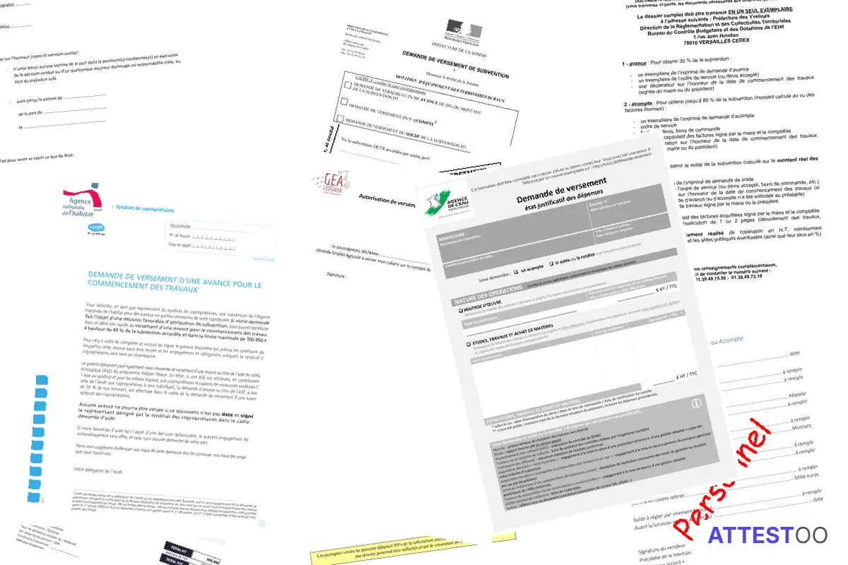 Modèle d'attestation de versement d'acompte ou reçu