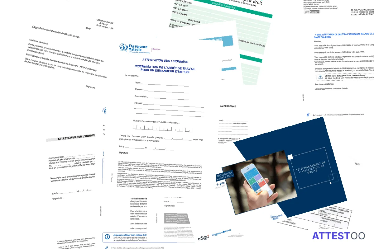 Attestation de droits CPAM (Sécurité Sociale)